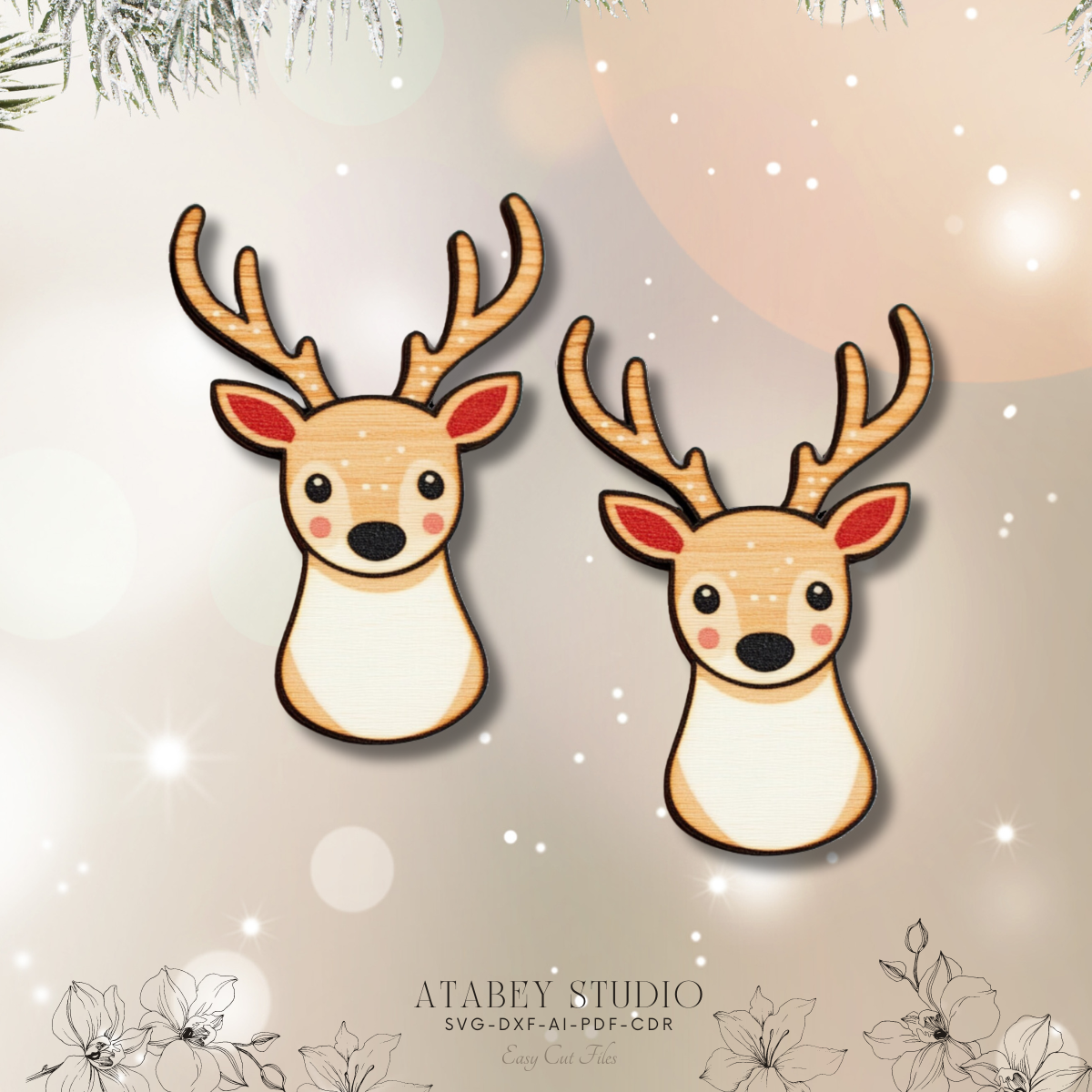 Christmas Earrings Collection - Adorable Festive Designs for Laser Cutting 875