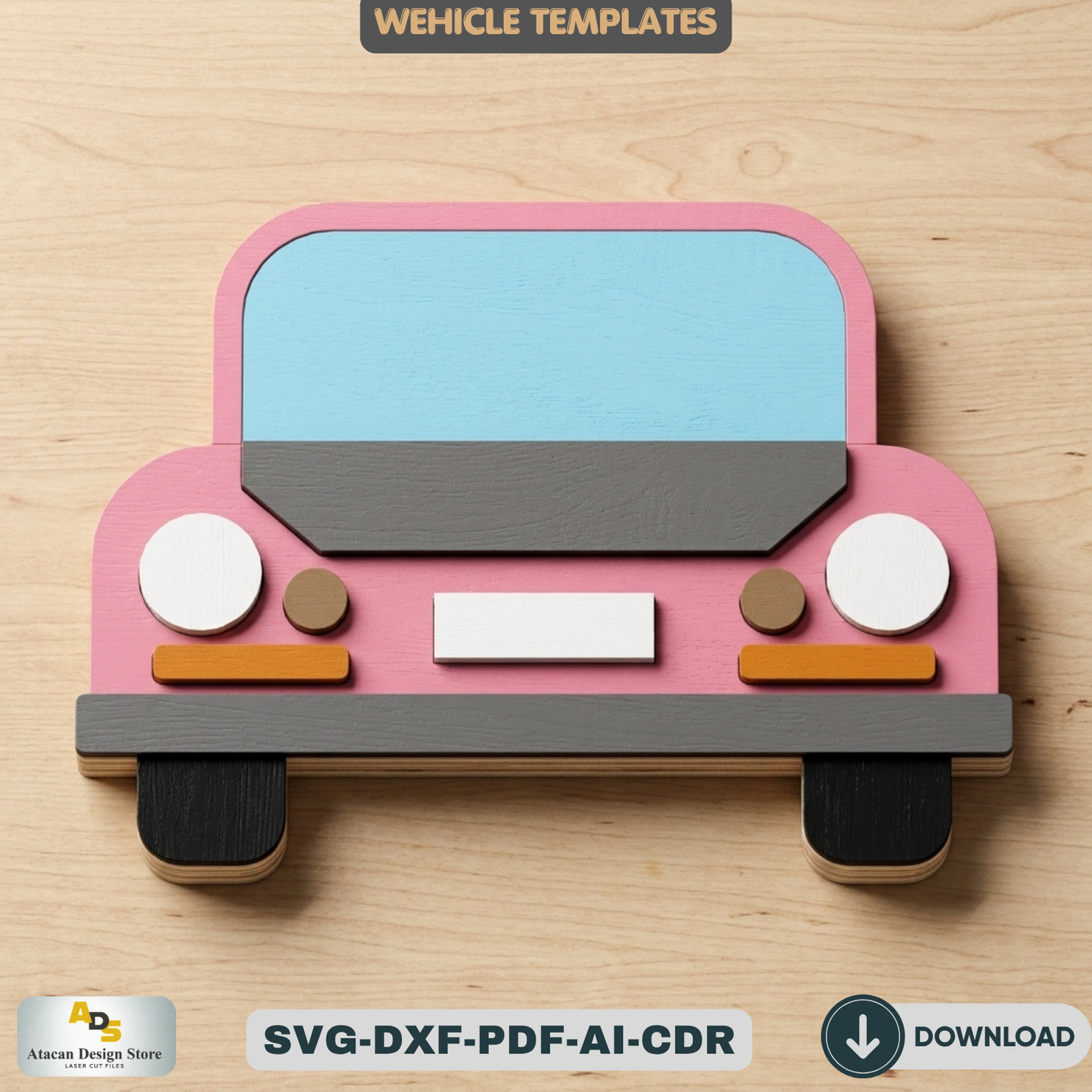 Vehicle Templates / Car Bus Truck Wall Art Decor / Kids Room DIY Craft Multi Layered 948