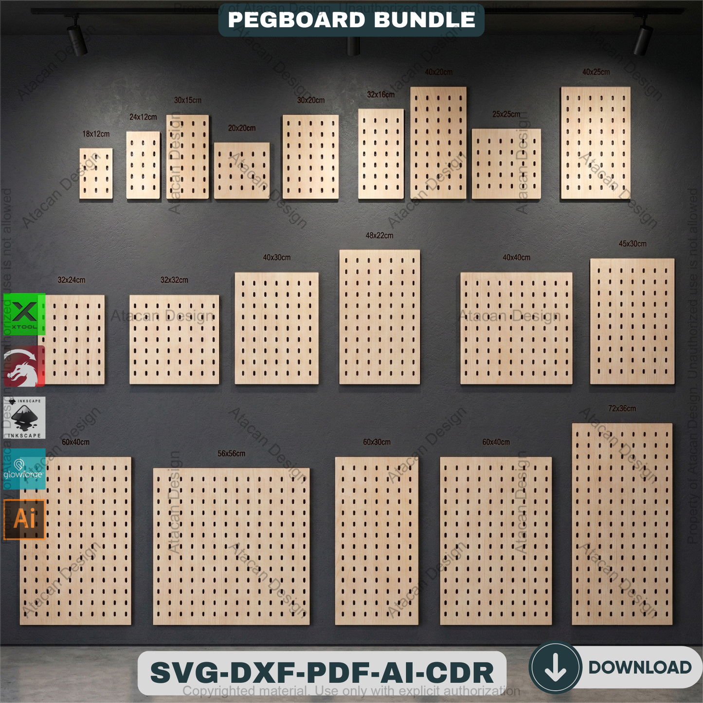 Ikea Skadis Compatible Pegboard Template 20 Sizes Wood Wall Organizer Display Panel 940