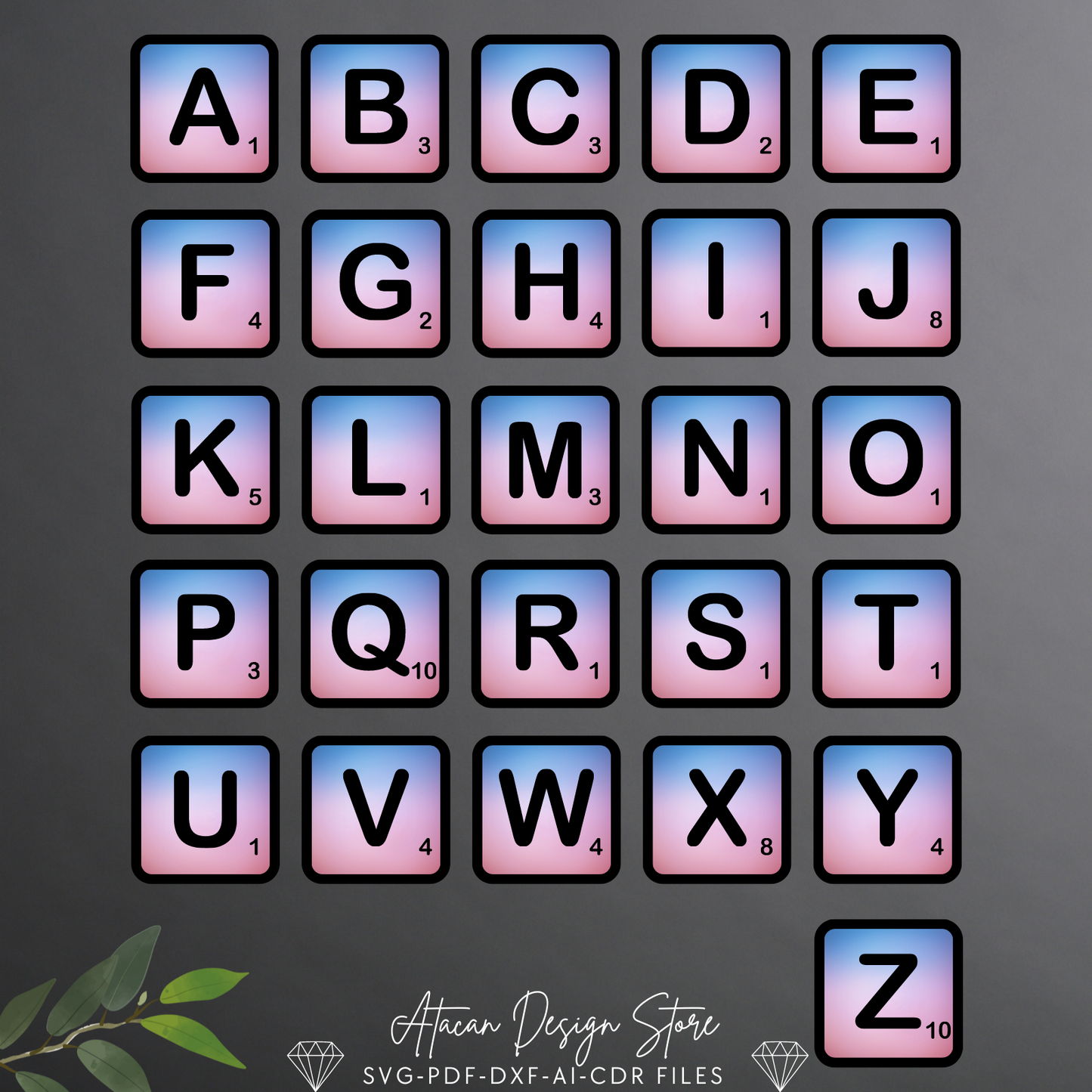 Scrabble Letters Template for Laser Cutting - Perfect for DIY Crafts - Tile Letters Great for Home Decor and Crafting 694