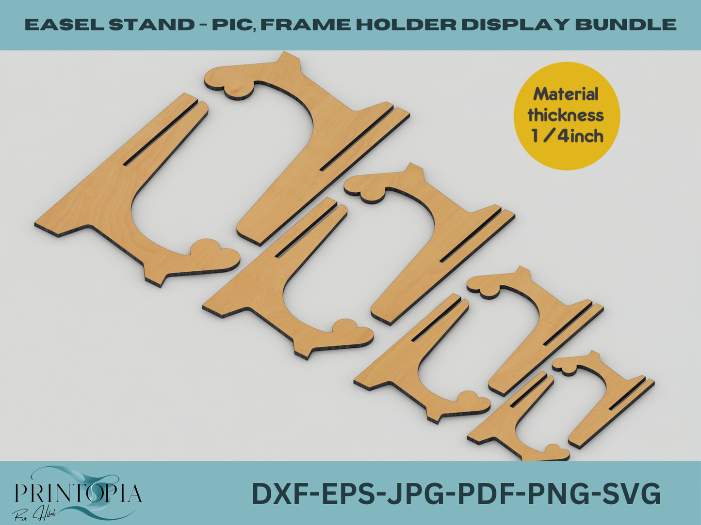 Adjustable Easel Stand Bundle for Photos  Frames - Laser Cut Ready,5 Thickness Options, Perfect for Crafts & Photos 138