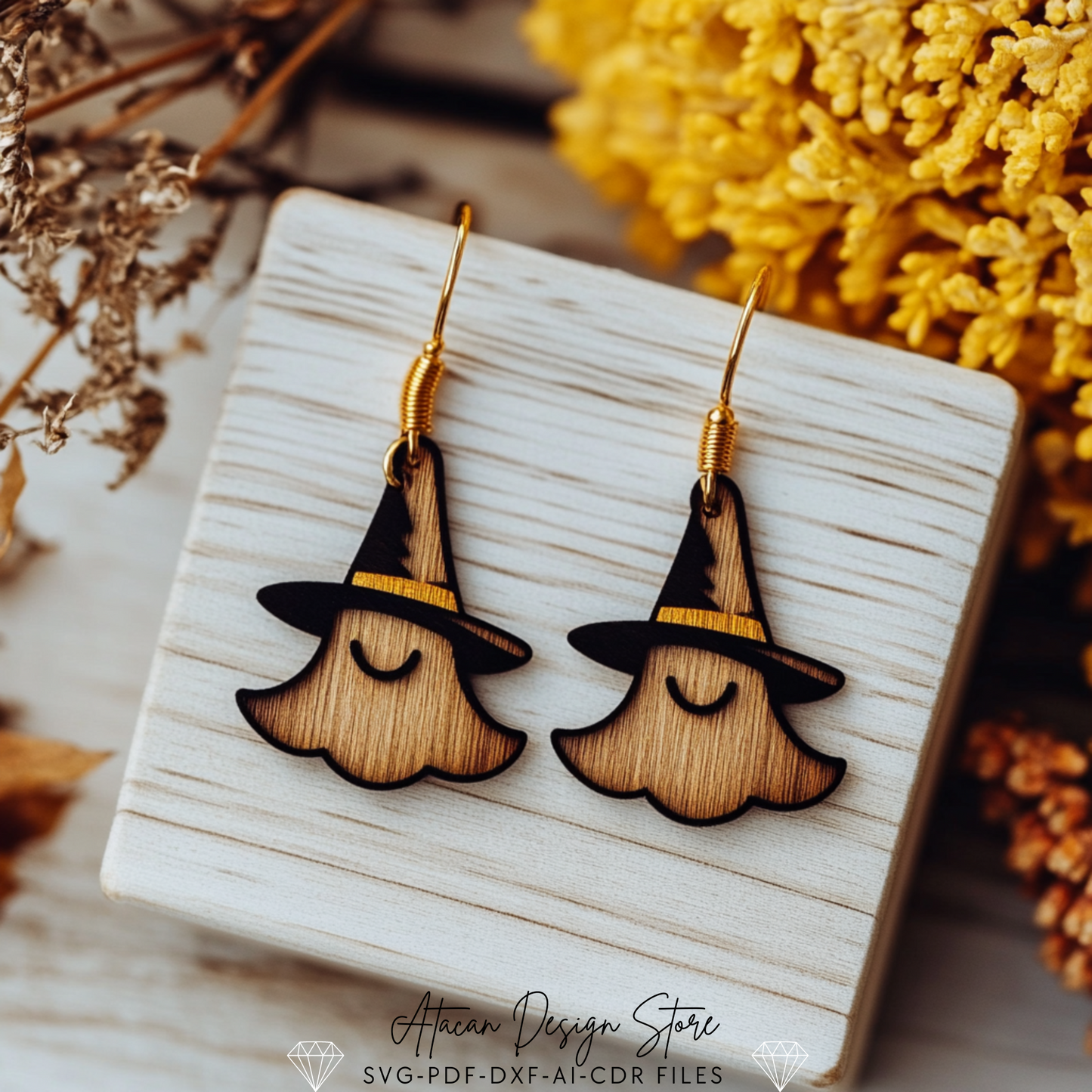 Halloween Earring  Template Bundle - Ghosts, Pumpkins, Witch Hat Designs for Laser Cutting 707