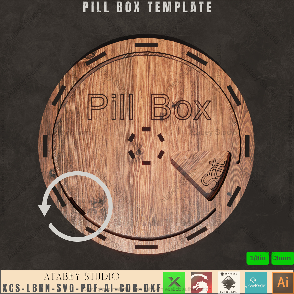 Pill Box Layout Laser Cut Pill Box Template | Weekly Organizer | 7 Day Design | 3mm SV ...