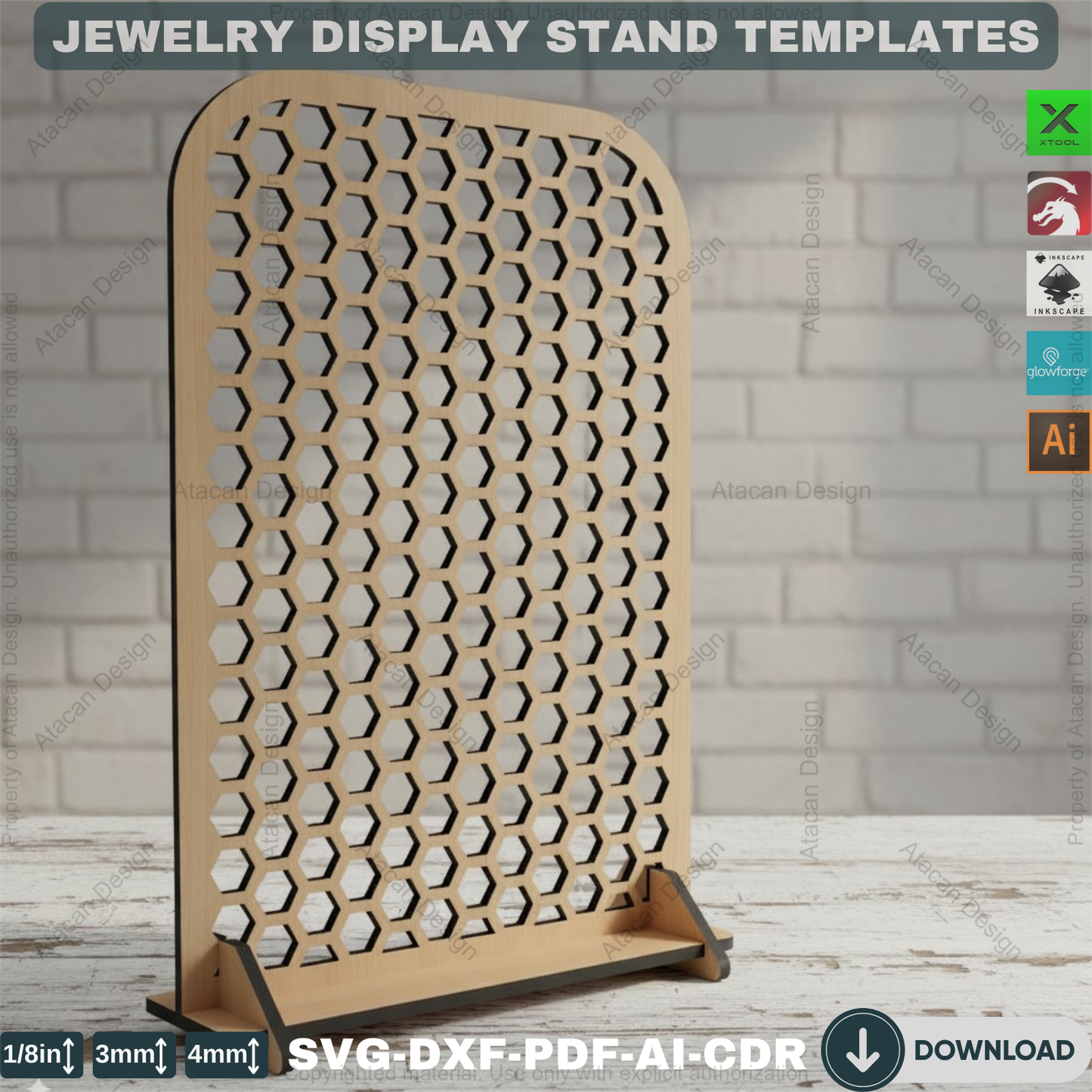 8 Style Earring Stand Laser Cut Svg Files / Earrings Holders / Jewellery Displays Glowforge DXF SVG CDR Ai Files 327