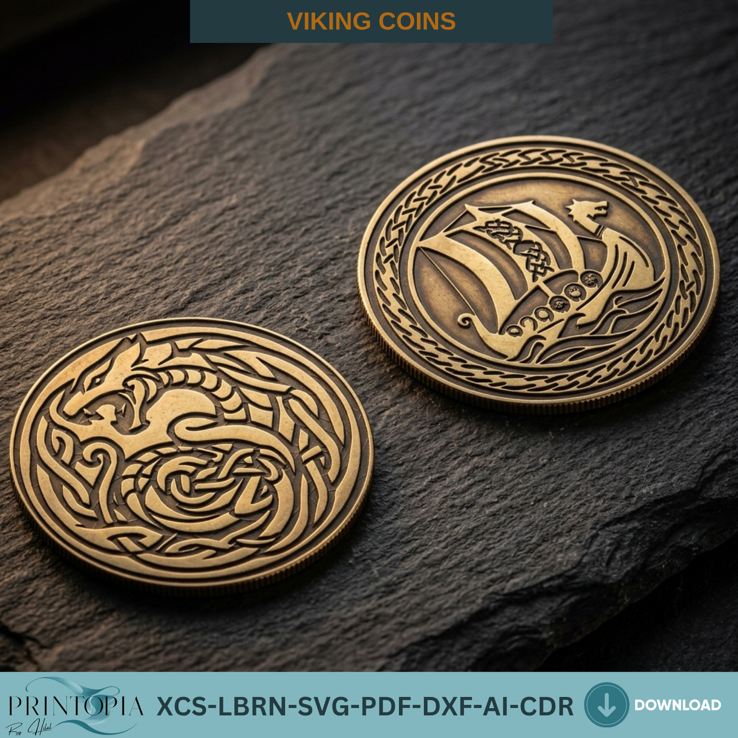 Viking Coins Laser Cut Norse Mythology Engraving Template Set