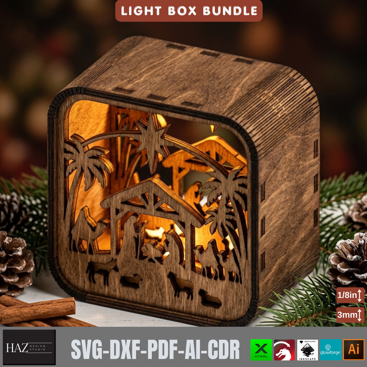 16 Rustic Christmas Shadow Box Night Light, Layered Snowman Cabin Lantern Plans, Holiday Mantel Decor 576