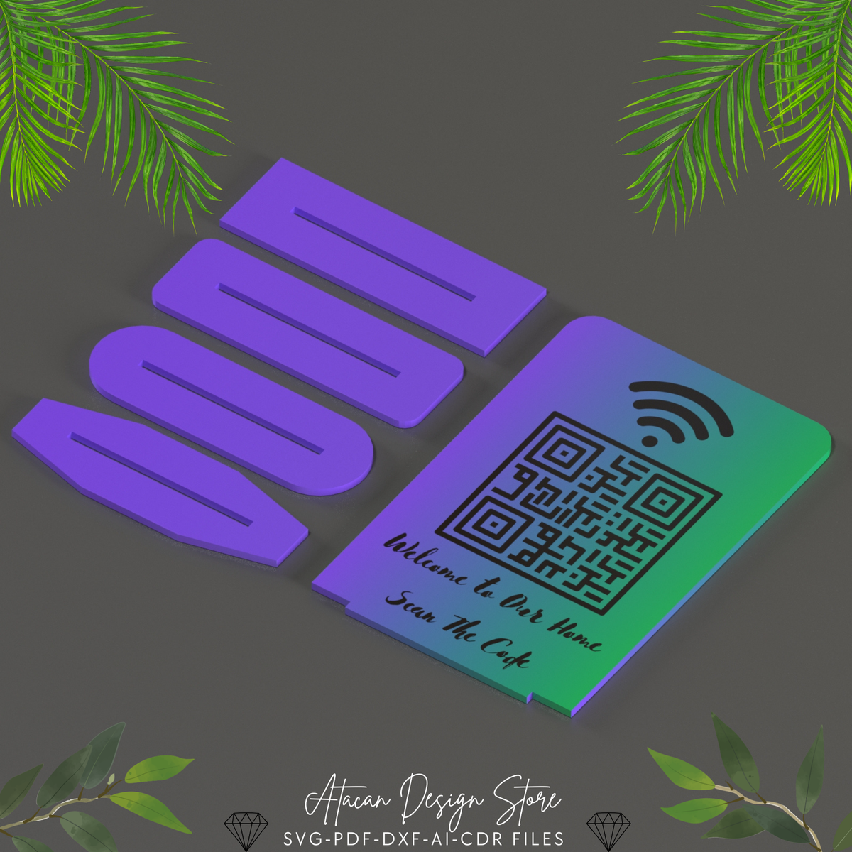Qr Code Signage Template Rack Customizable QR Code Sign Display Stand - Include Logos - Perfect for ...