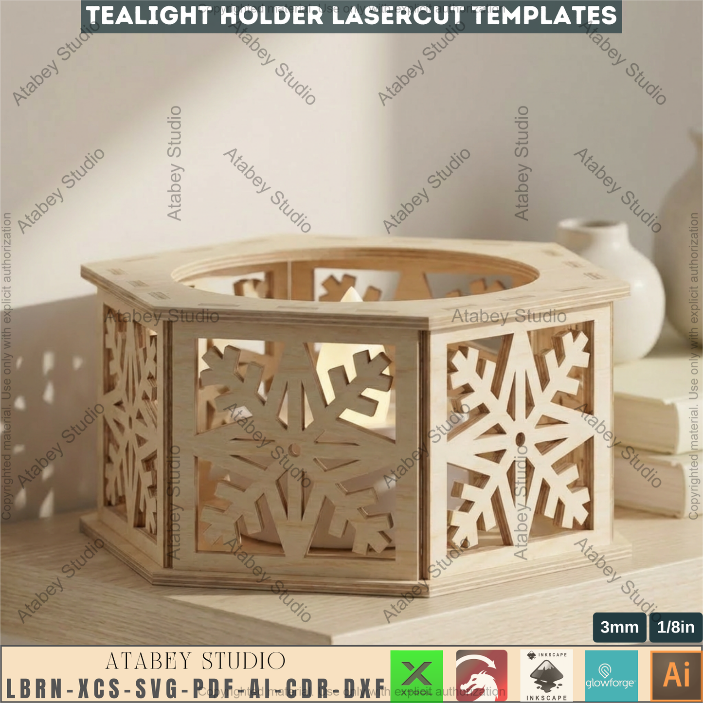 Christmas Candle Holder Bundle Laser Cut Lantern Tealight Box Xmas Table Decor 977