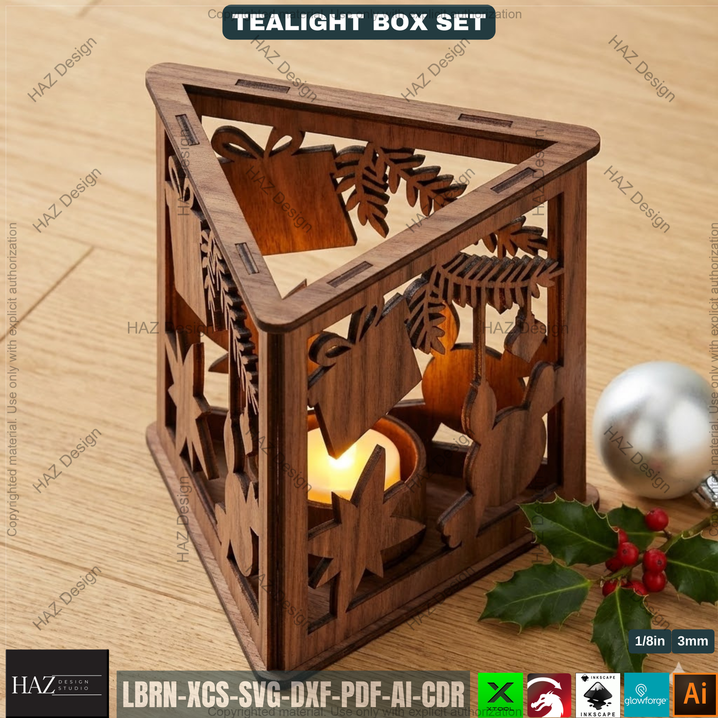 Christmas Lantern Laser Cut Plan, Triangle Tealight Holder, Xmas Table Centerpiece, Holiday Wood Decor 508