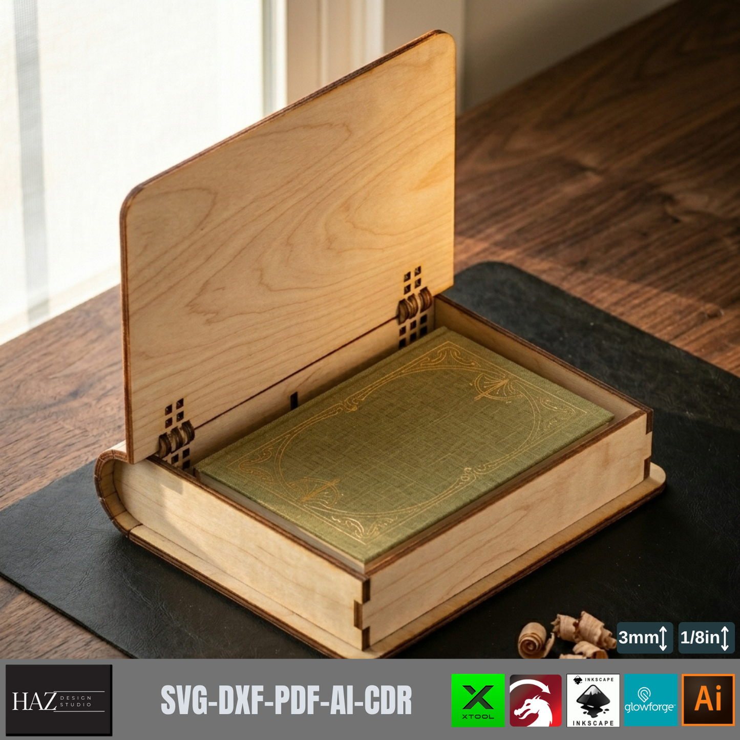 Book Box Template Bundle Book Shaped Gift Box Pattern Keepsake Storage Jewelry Stash Box Plan