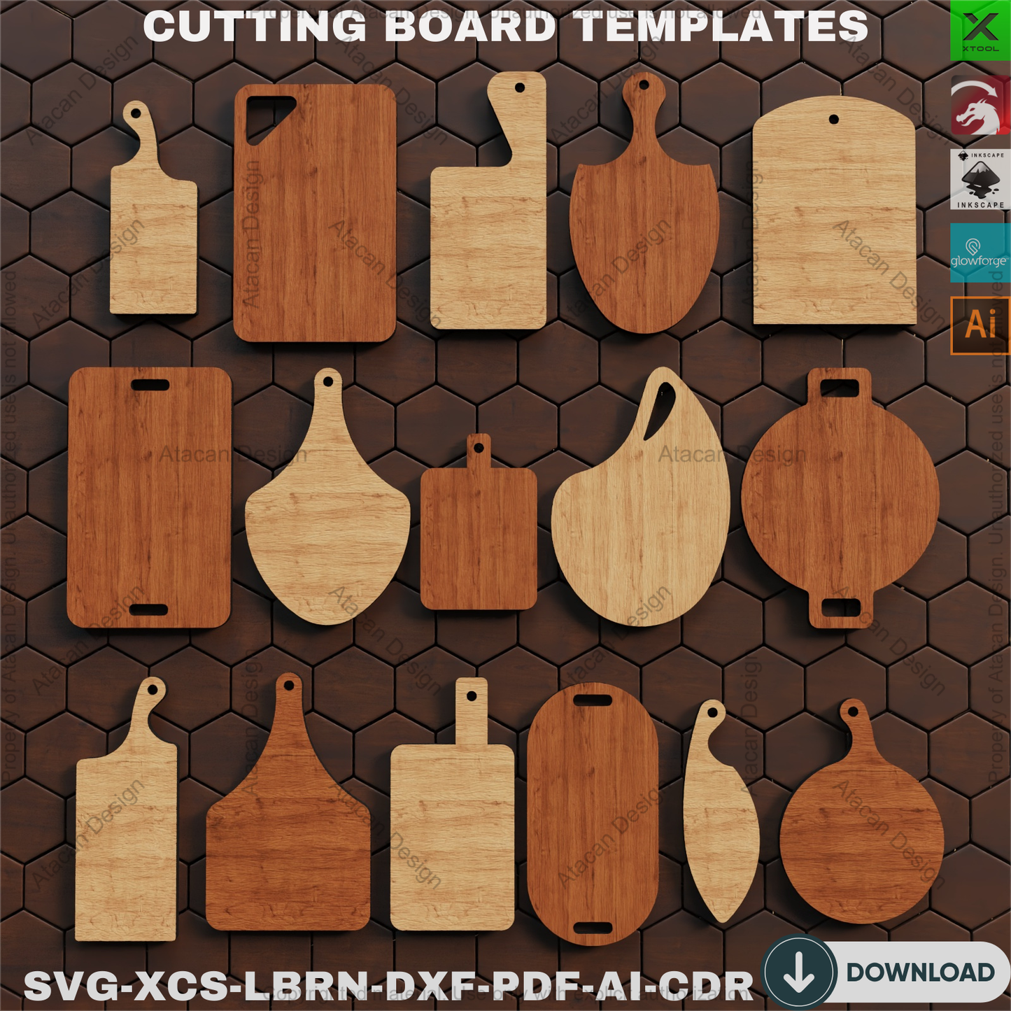 Cutting Board SVG Bundle - Laser Cut Kitchen Wood Board Files,DIY Cutting Boards - Laser Cut Files, Kitchen Board Designs 864