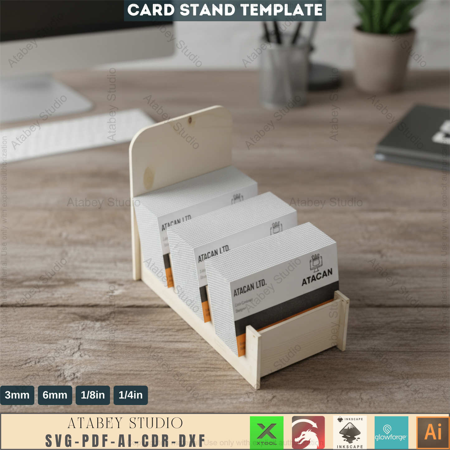 Business Card Holder / Business Display Stand / laser cut SVG, DXF, Ai 470
