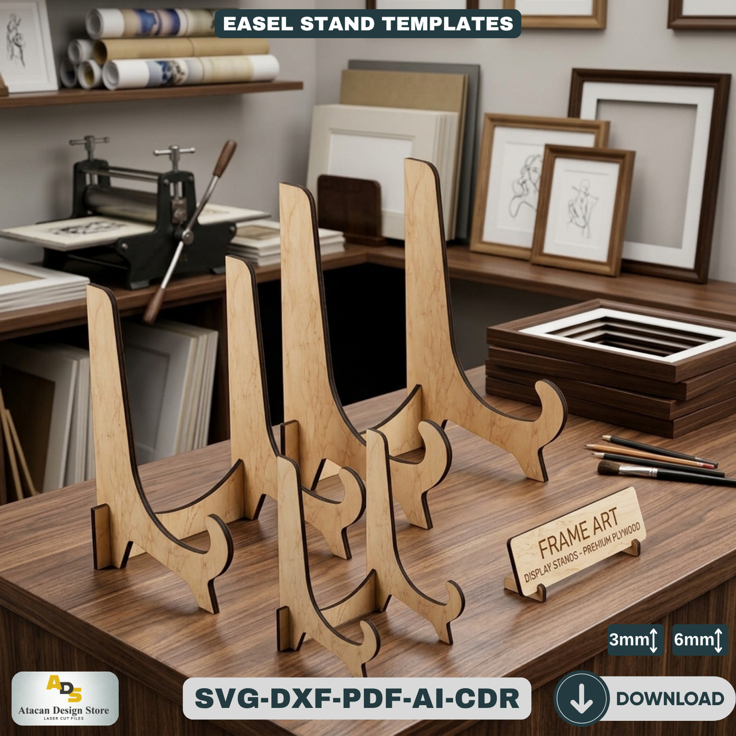 Easel Stand Templates / Art Display Stand / Wedding Sign Holder 087