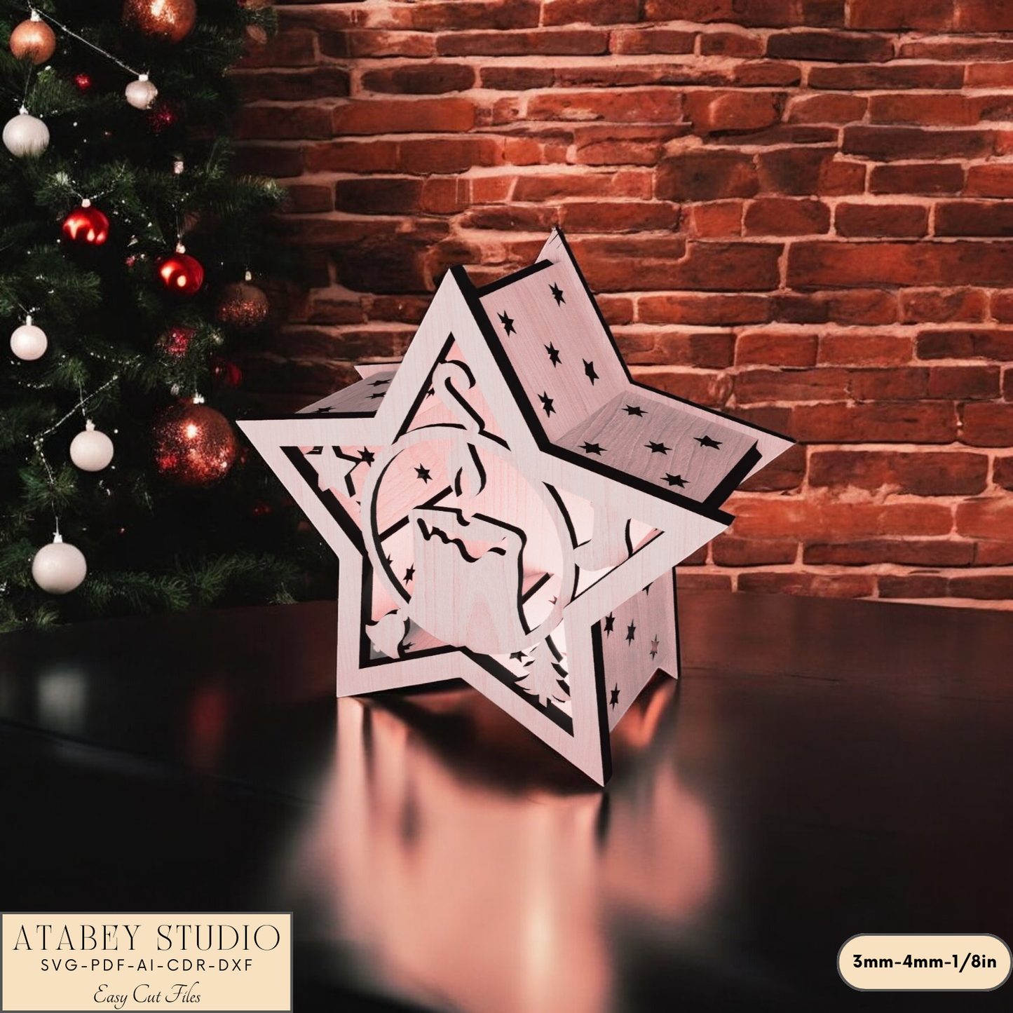 Christmas Star Lantern - Laser Cut Winter Wonderland Candle Holder for Cozy Holiday Decor 907