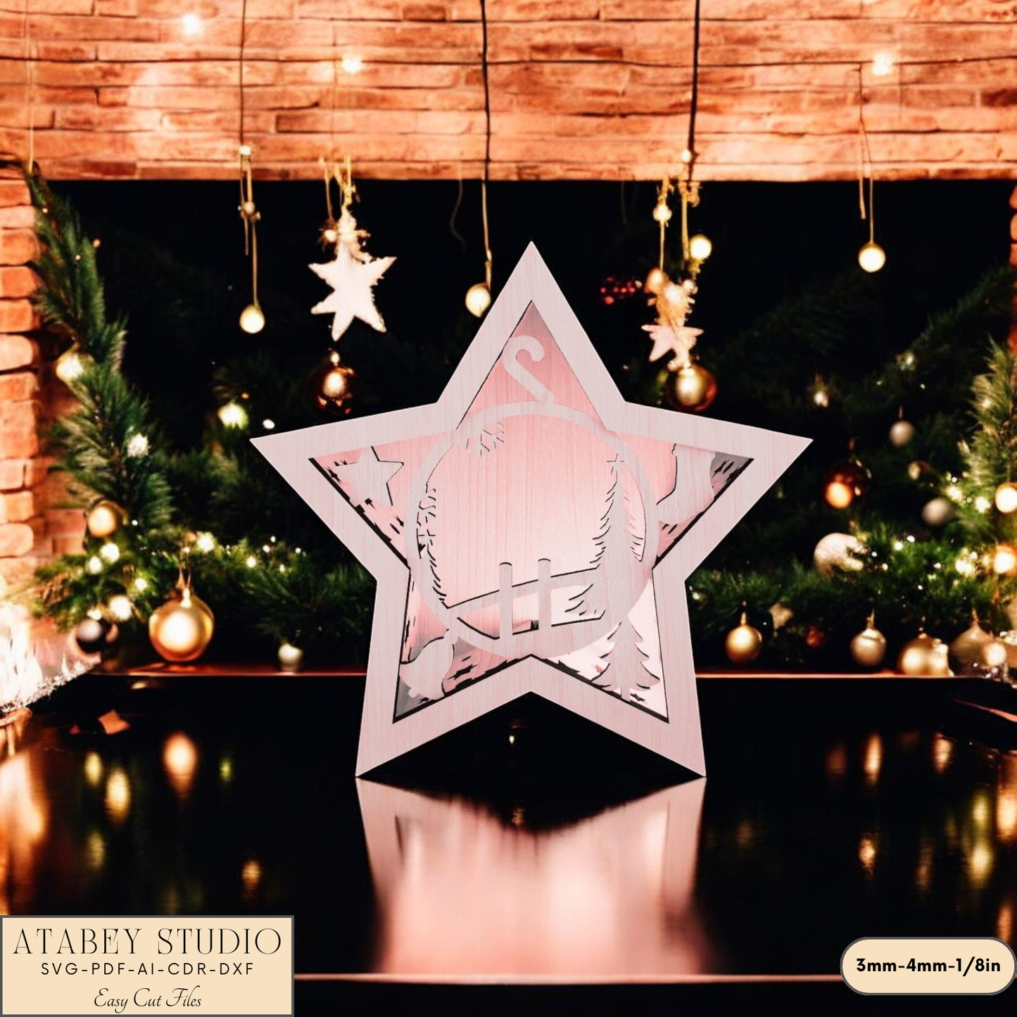 Christmas Star Lantern - Laser Cut Winter Wonderland Candle Holder for Cozy Holiday Decor 907