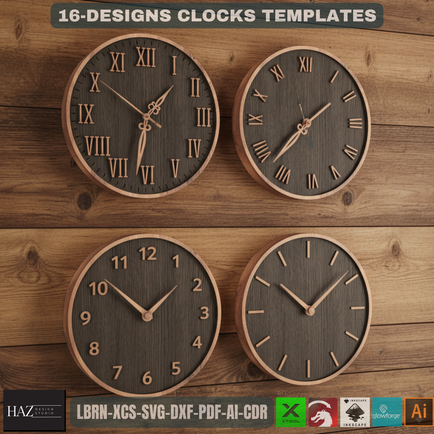 Clock Crafter's Mega Pack, DIY Laser Cut Designs, Wall Art SVG Files for Glowforge & Xtool 467