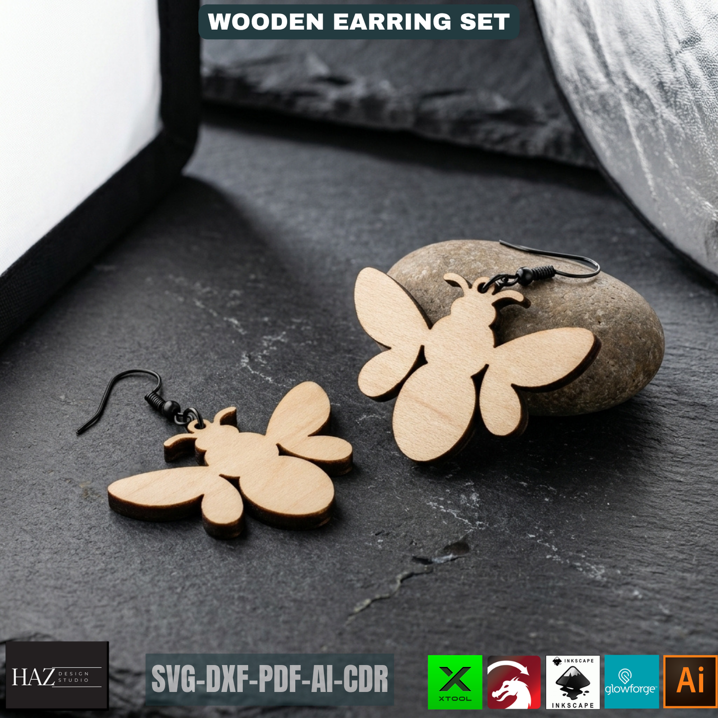 Bee Earring SVG Honeycomb Jewelry Templates Wood Earring Patterns Sun Beehive Earrings