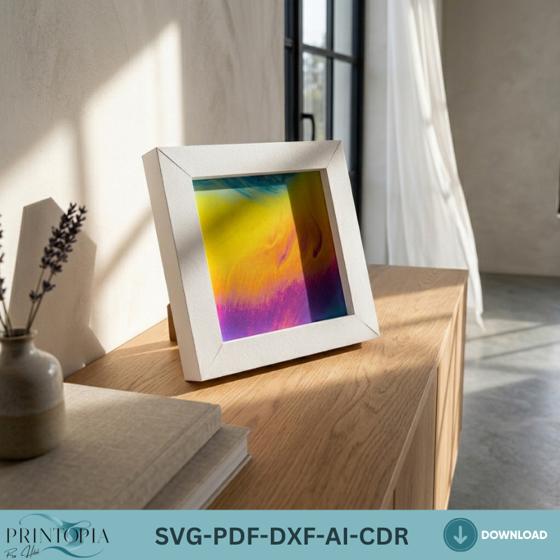 10x10 Inch Shadow Box Frame SVG Template - DIY Cardstock Frame SVG - Perfect for Cricut & Silhouette, Easy Scoring Options 688