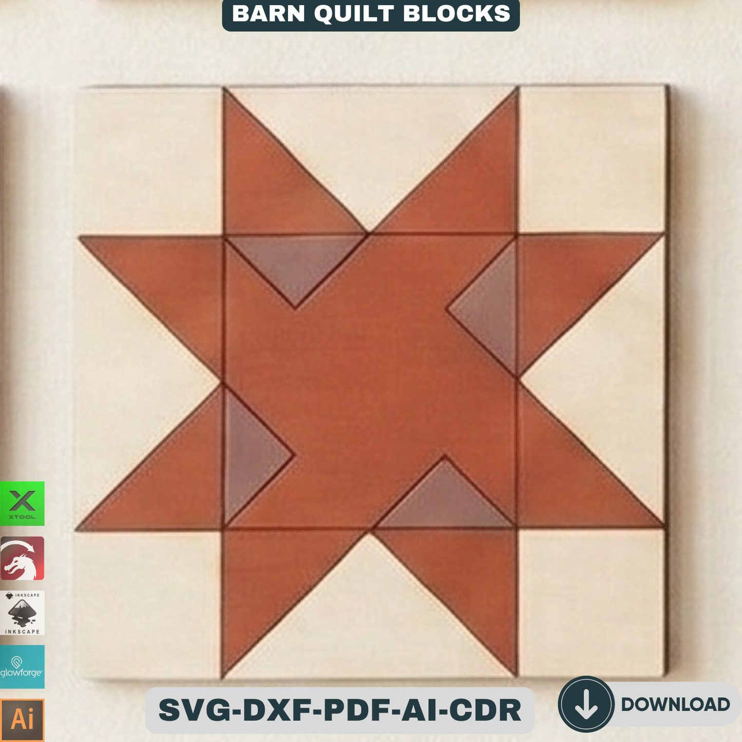 Barn Quilt Blocks, Geometric Patchwork Wall Patterns, DIY Wood Sign Mosaic Decor 937