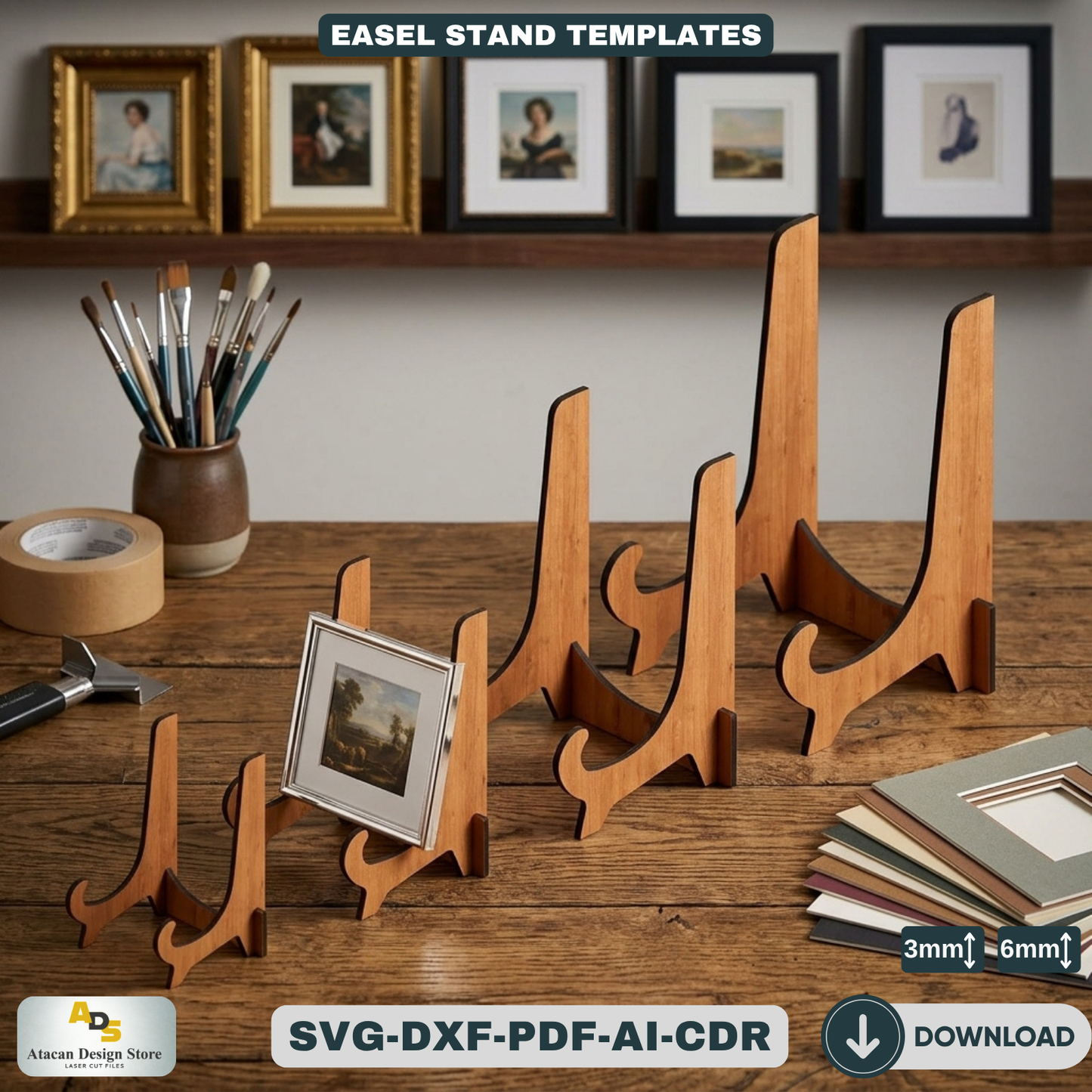 Easel Stand Templates / Art Display Stand / Wedding Sign Holder 087