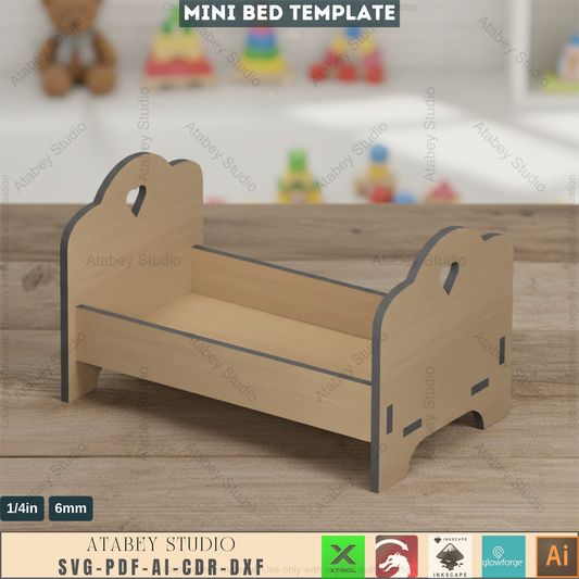 Kid Bed Design Files For Laser Cutting / Toy Mini Baby bed Designs / Instant Download Templates SVG CDR Ai DXF 488