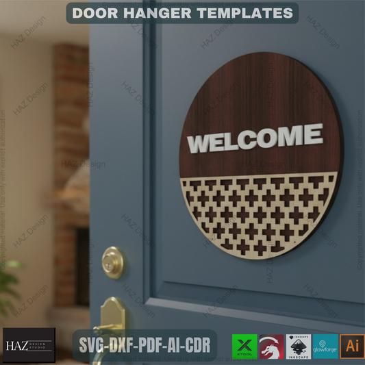 050 Door Hanger Bundle / Patterned Door Hangers / Welcome Sign SVG DXF CDR Ai 050