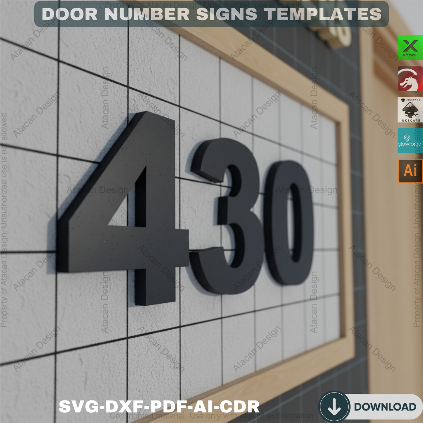 Laser Cut Wood House Number | Modern Address Sign | Geometric Pattern Options 840