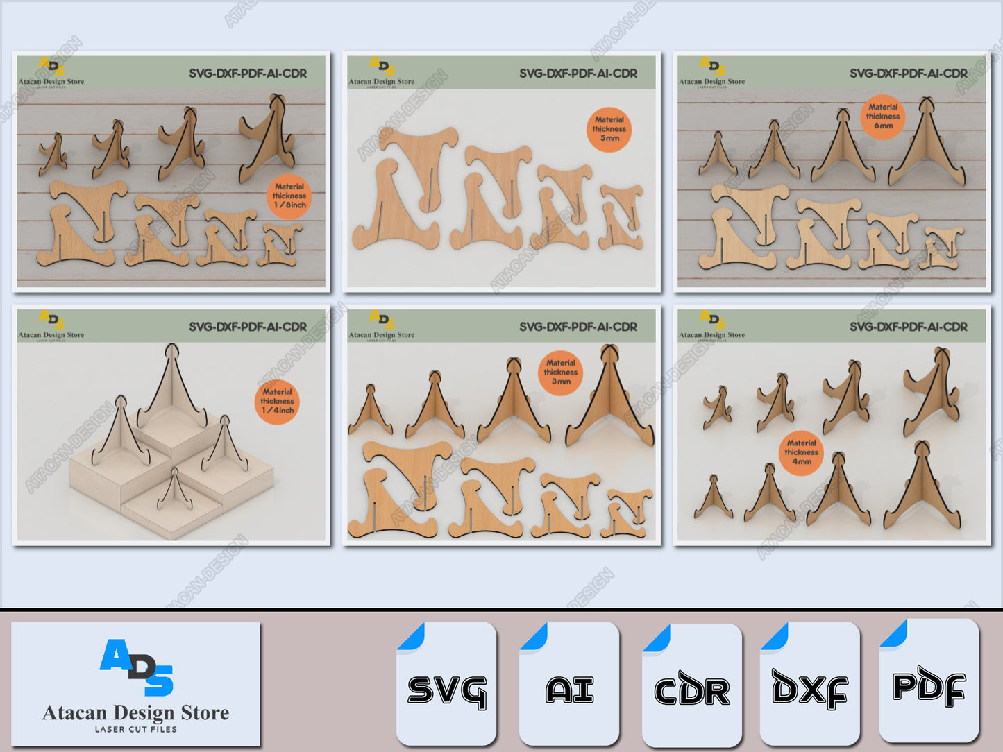 Classic Curve Easel Stand Files - Versatile Laser Cut Designs for Displays 412