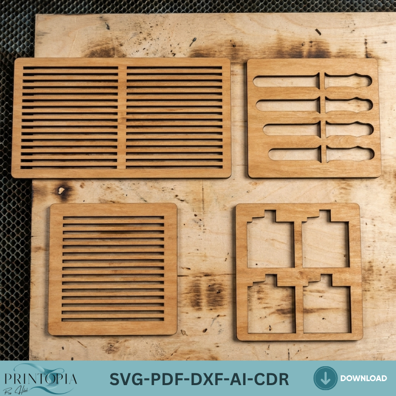 Square Jig Template Bundle for Laser Cutting - Multiple Sizes Jigs for Wood Engraving 152
