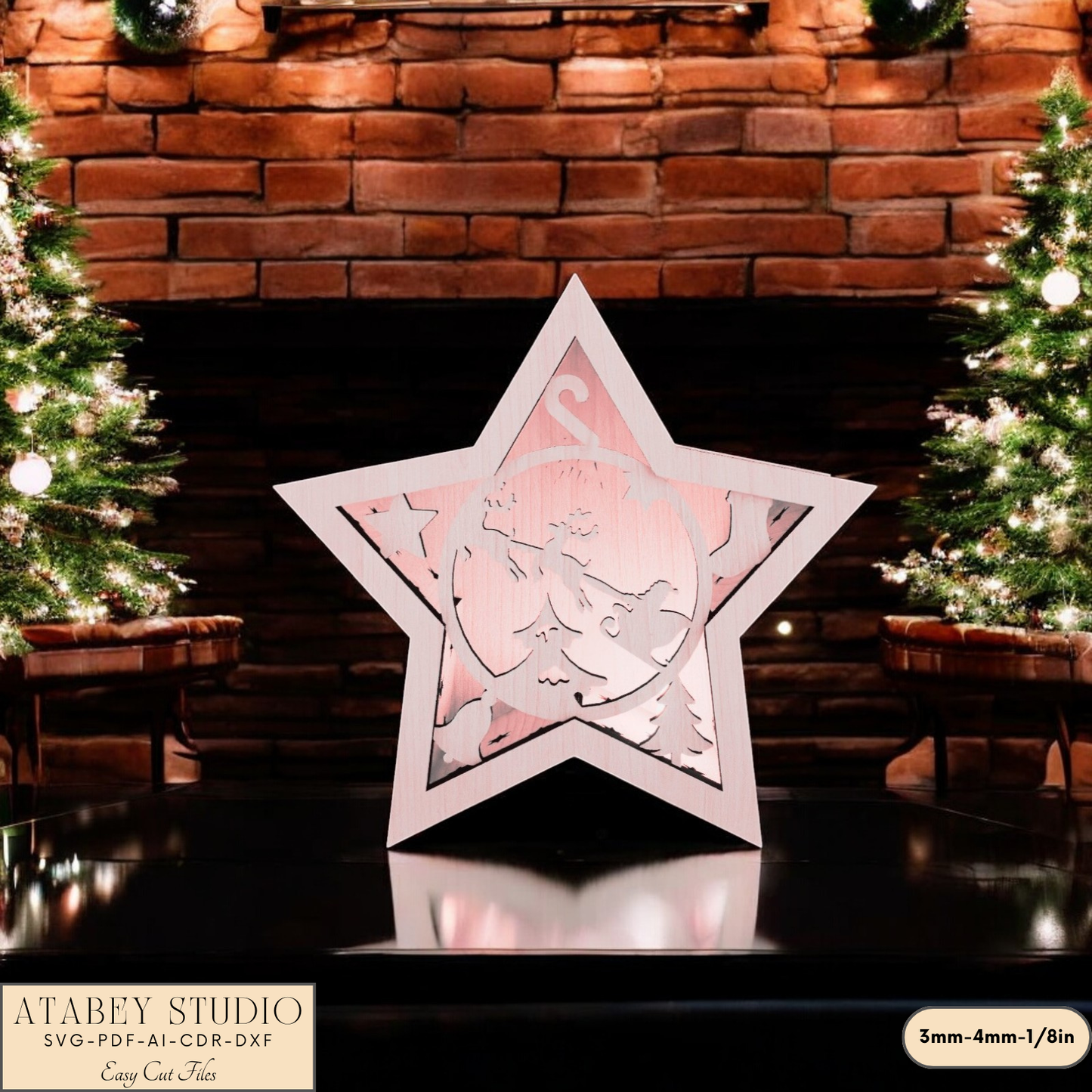 Christmas Star Lantern - Laser Cut Winter Wonderland Candle Holder for Cozy Holiday Decor 907