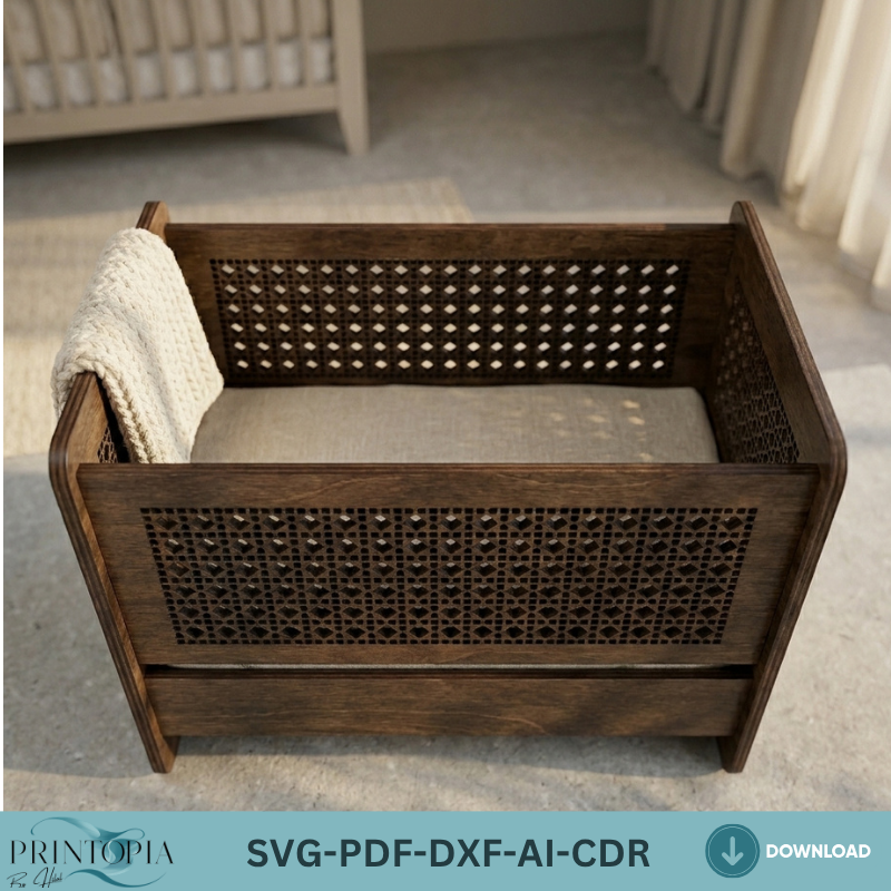 Doll Cradle Baby Doll Bed Wooden Crib Vector Dollhouse Furniture DIY Toy Rocker Plan