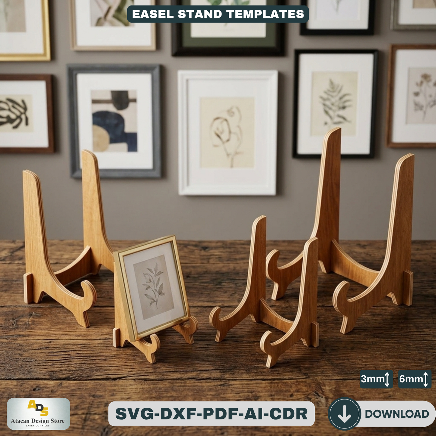 Easel Stand Templates / Art Display Stand / Wedding Sign Holder 087