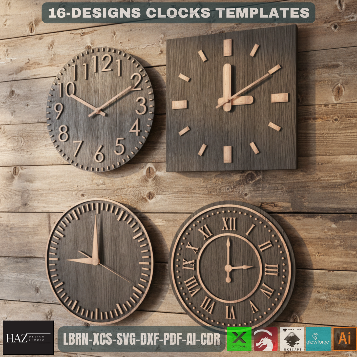 Clock Crafter's Mega Pack, DIY Laser Cut Designs, Wall Art SVG Files for Glowforge & Xtool 467
