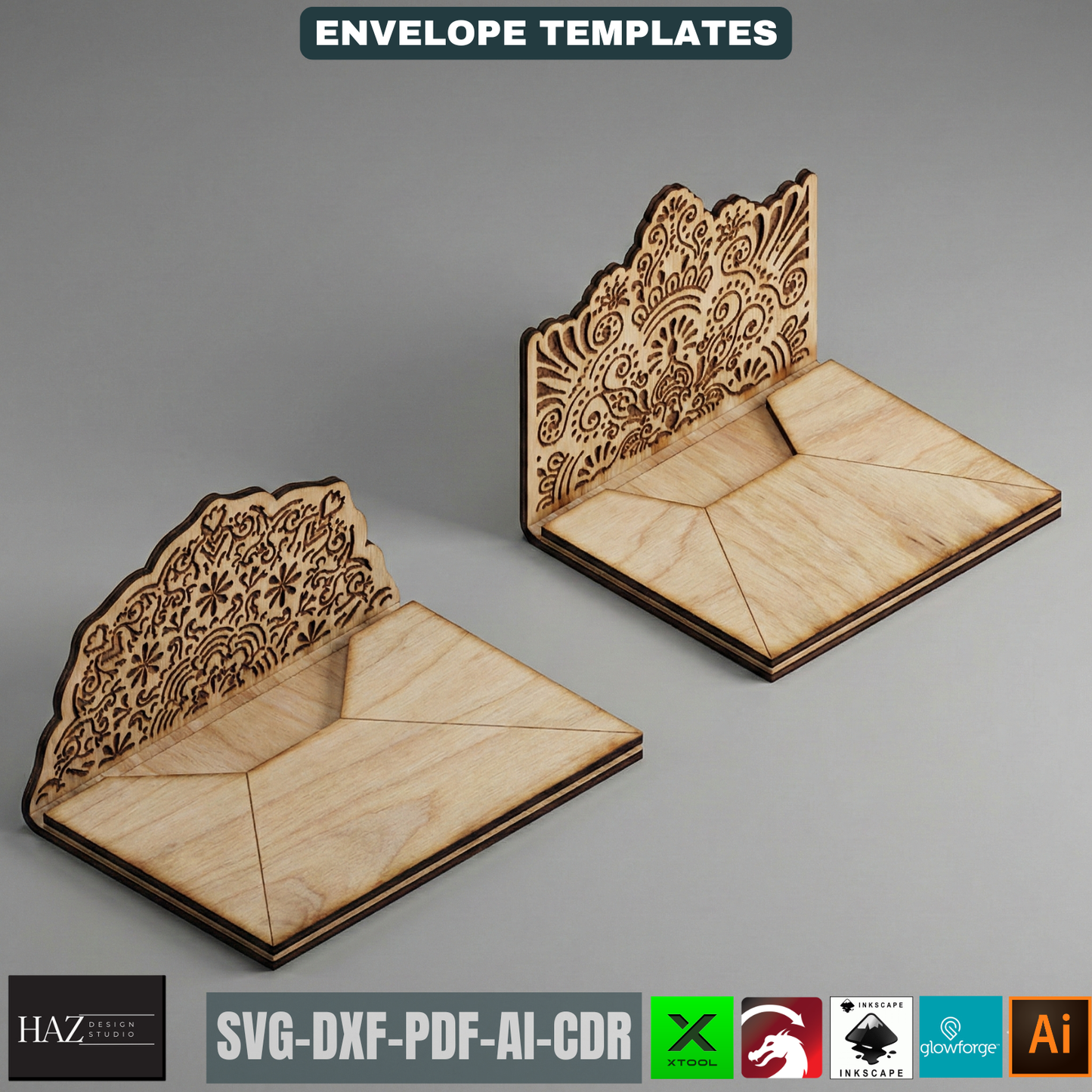 Laser Cut Envelope Template, Decorative Gift Card Holder, Wooden Money Envelope Pattern 519