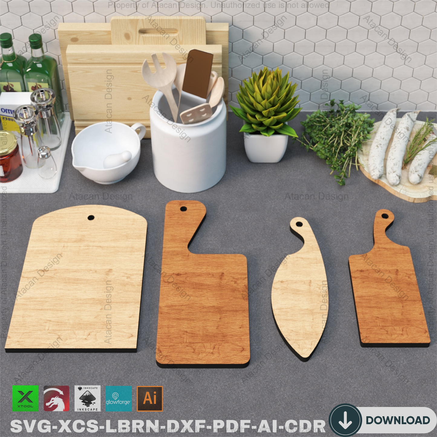 Cutting Board SVG Bundle - Laser Cut Kitchen Wood Board Files,DIY Cutting Boards - Laser Cut Files, Kitchen Board Designs 864