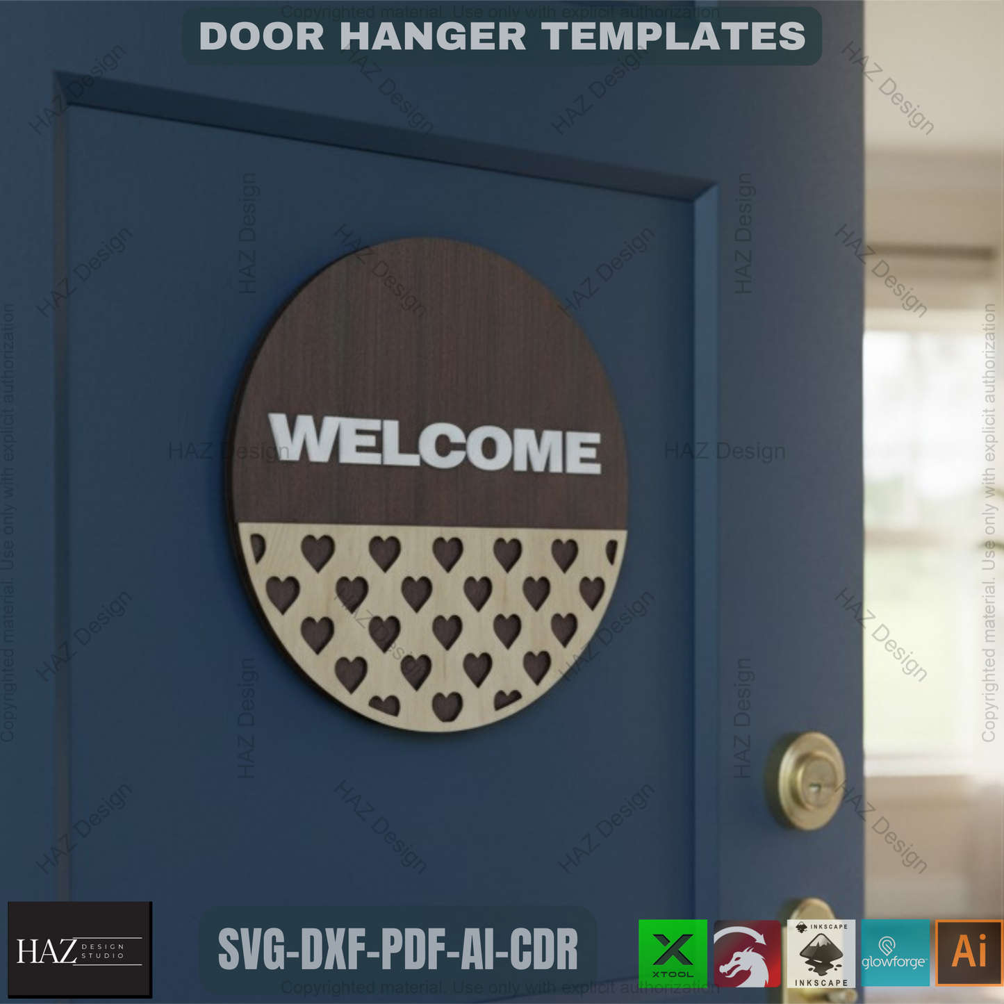 050 Door Hanger Bundle / Patterned Door Hangers / Welcome Sign SVG DXF CDR Ai 050