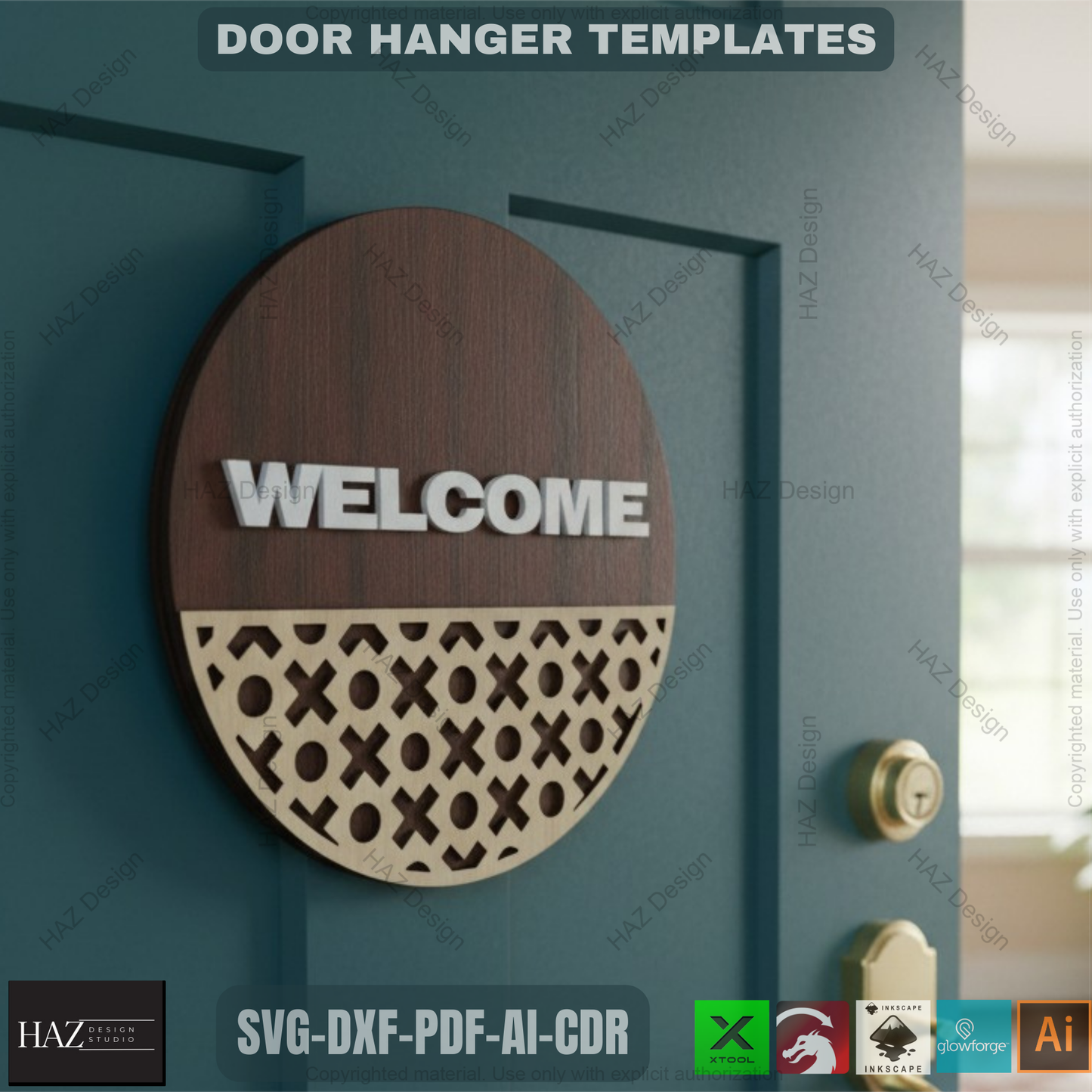 050 Door Hanger Bundle / Patterned Door Hangers / Welcome Sign SVG DXF CDR Ai 050