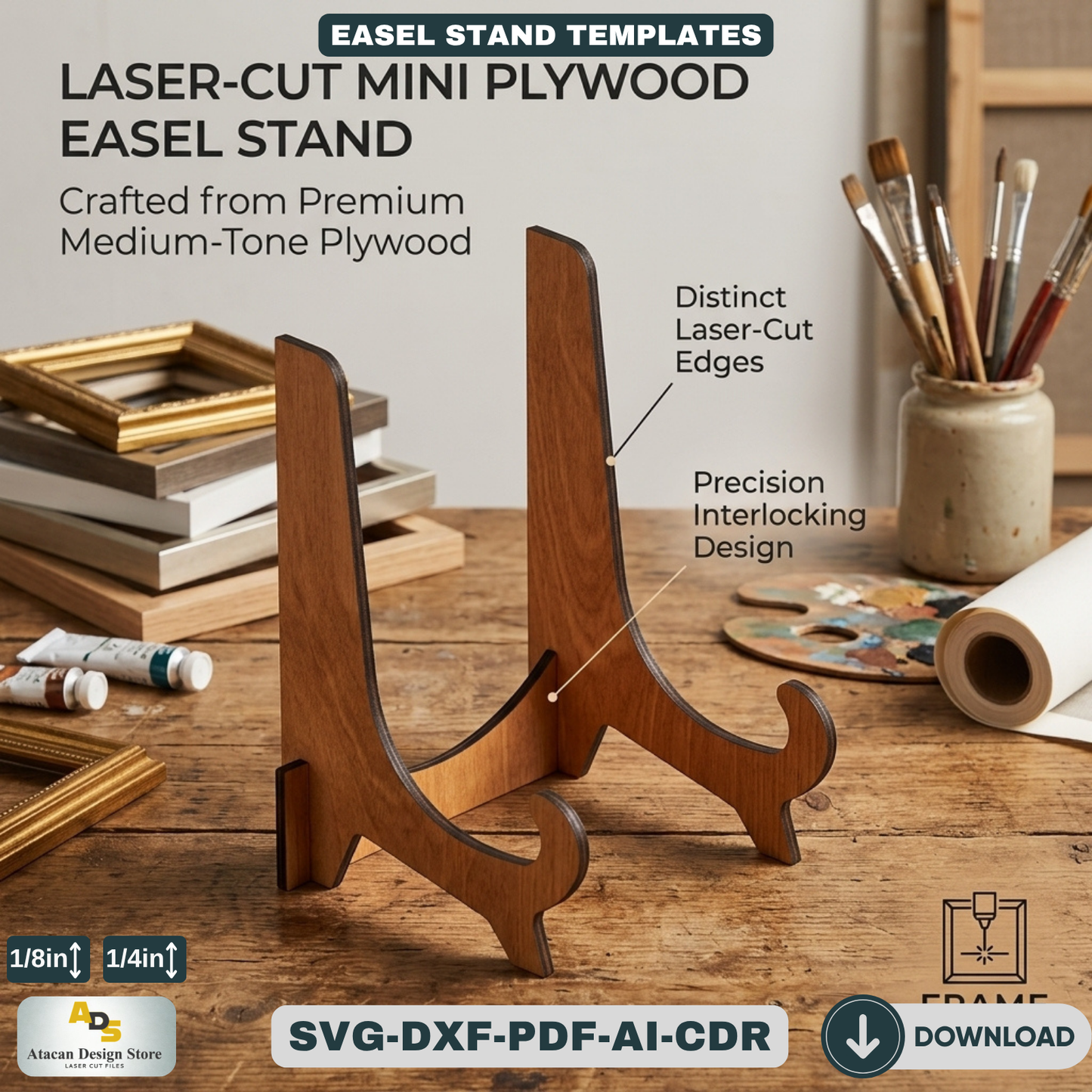 Elegant LaserCut Easel Stand Bundle for Displays - Craft Show Easel, Art Display Stands 088