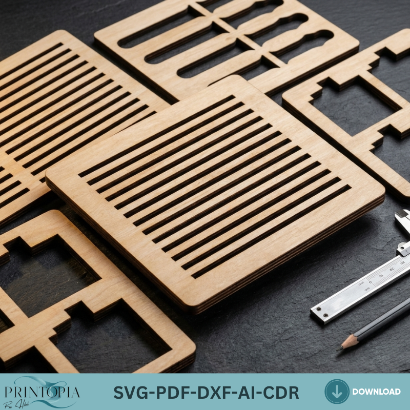 Square Jig Template Bundle for Laser Cutting - Multiple Sizes Jigs for Wood Engraving 152