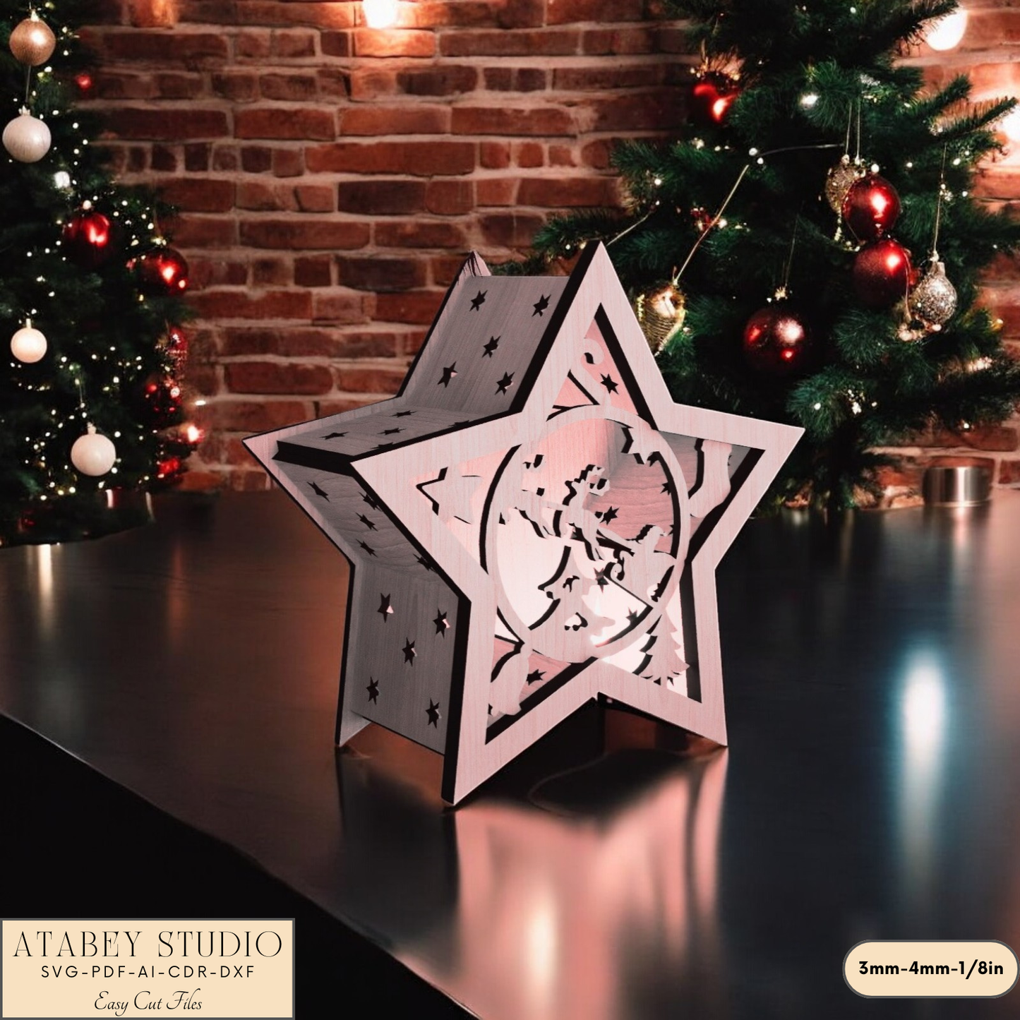 Christmas Star Lantern - Laser Cut Winter Wonderland Candle Holder for Cozy Holiday Decor 907