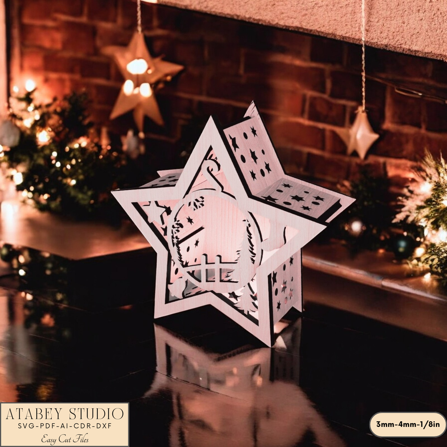 Christmas Star Lantern - Laser Cut Winter Wonderland Candle Holder for Cozy Holiday Decor 907