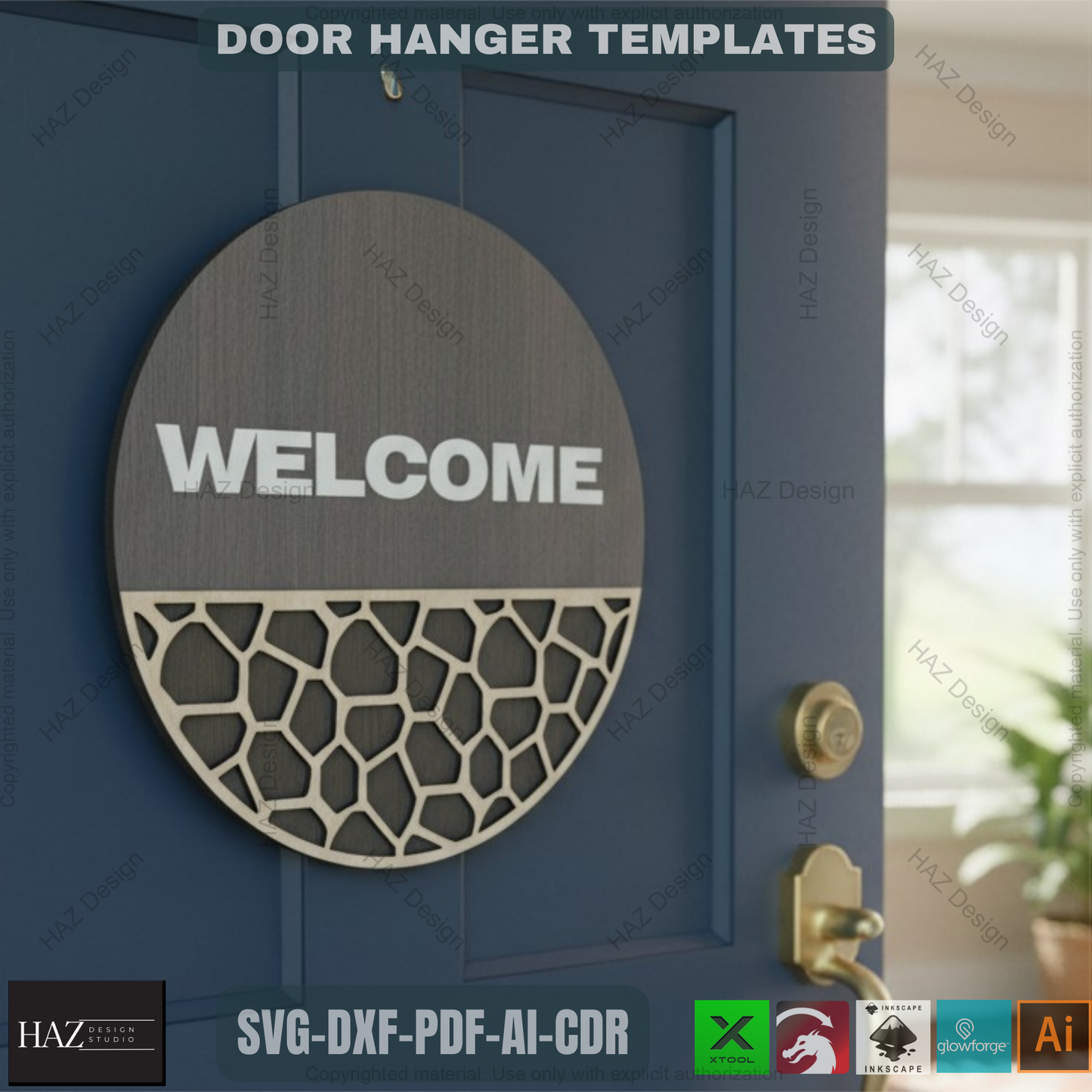 050 Door Hanger Bundle / Patterned Door Hangers / Welcome Sign SVG DXF CDR Ai 050