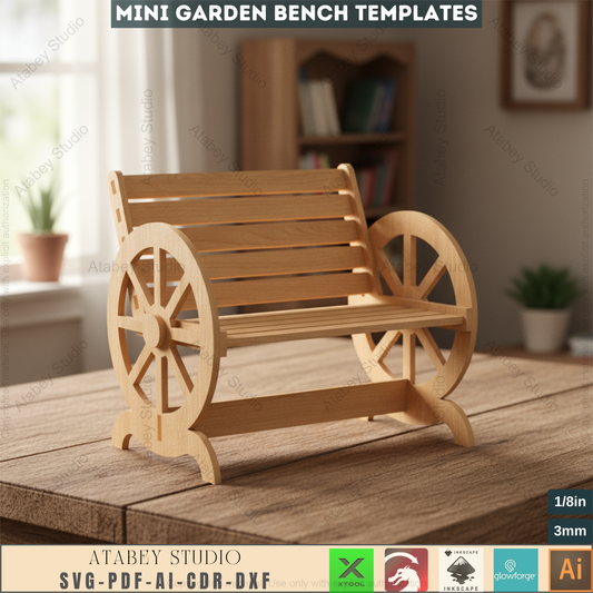 DIY Wooden Garden Bench Laser Cut Design - Perfect for Miniature Projects 765