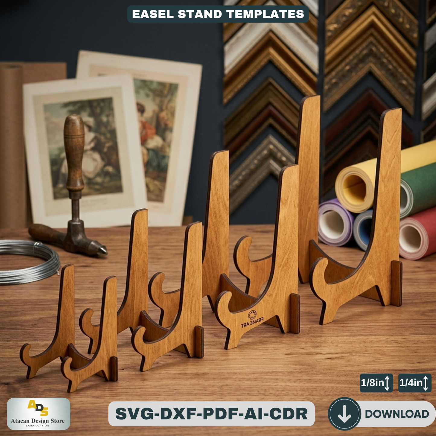 Elegant LaserCut Easel Stand Bundle for Displays - Craft Show Easel, Art Display Stands 088