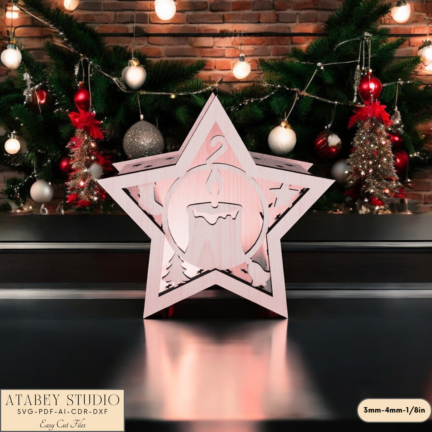 Christmas Star Lantern - Laser Cut Winter Wonderland Candle Holder for Cozy Holiday Decor 907