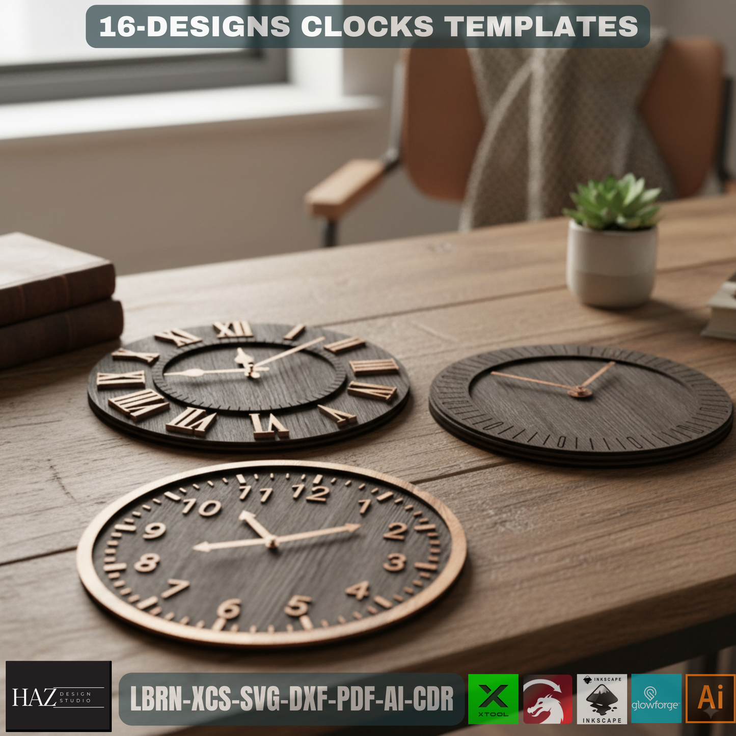 Clock Crafter's Mega Pack, DIY Laser Cut Designs, Wall Art SVG Files for Glowforge & Xtool 467