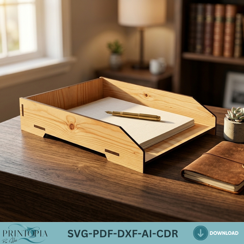 A4 Paper Tiered Tray - Office Desktop Organizer - 3 Tier Trays SVG Files for Laser Cutting ADS365