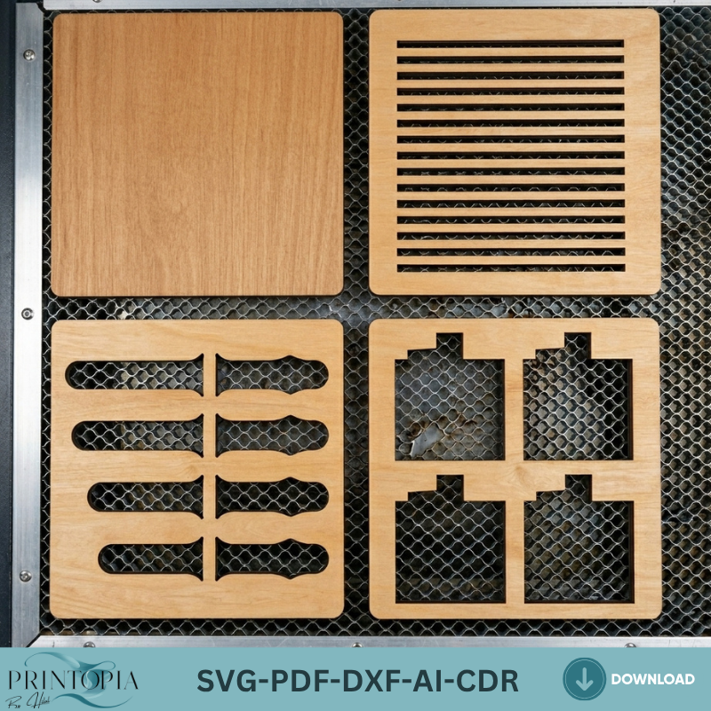 Square Jig Template Bundle for Laser Cutting - Multiple Sizes Jigs for Wood Engraving 152