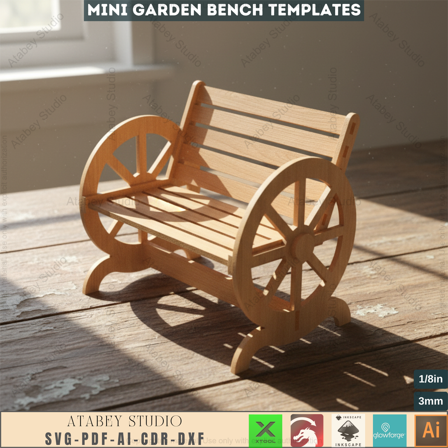 DIY Wooden Garden Bench Laser Cut Design - Perfect for Miniature Projects 765