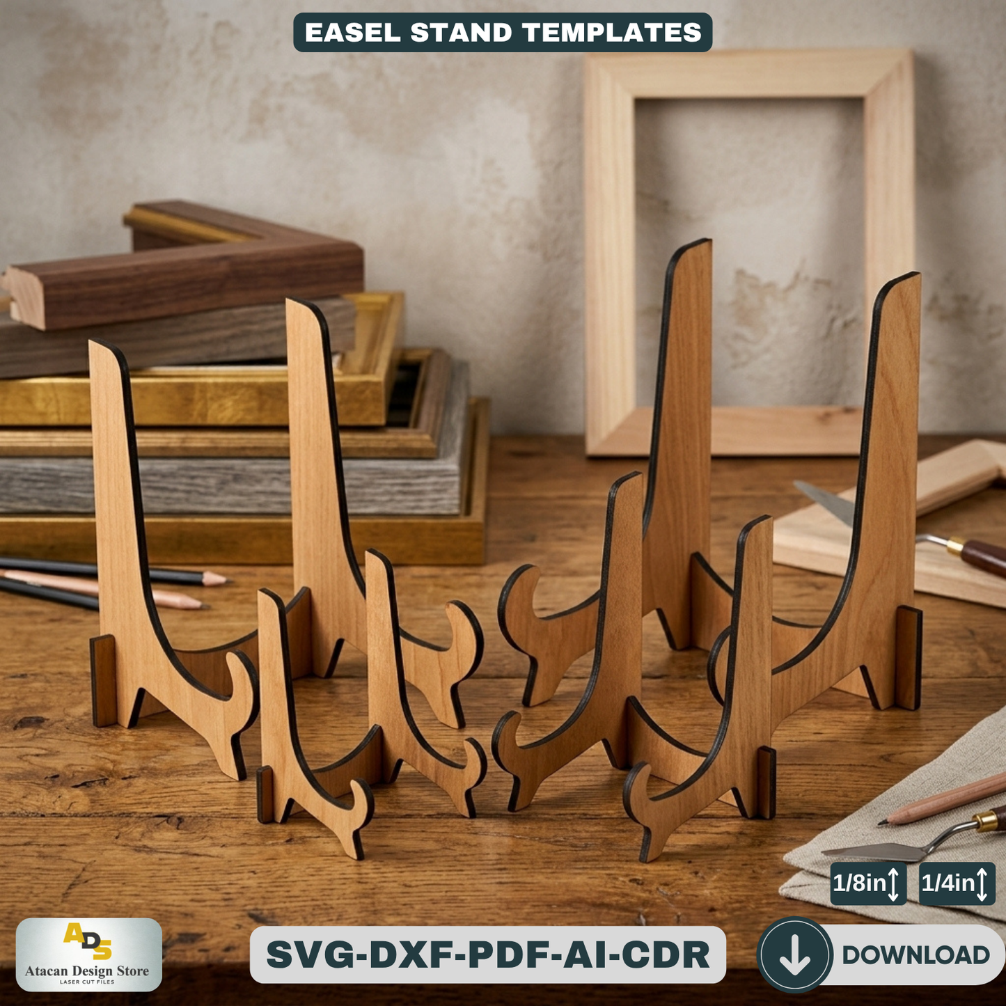 Elegant LaserCut Easel Stand Bundle for Displays - Craft Show Easel, Art Display Stands 088